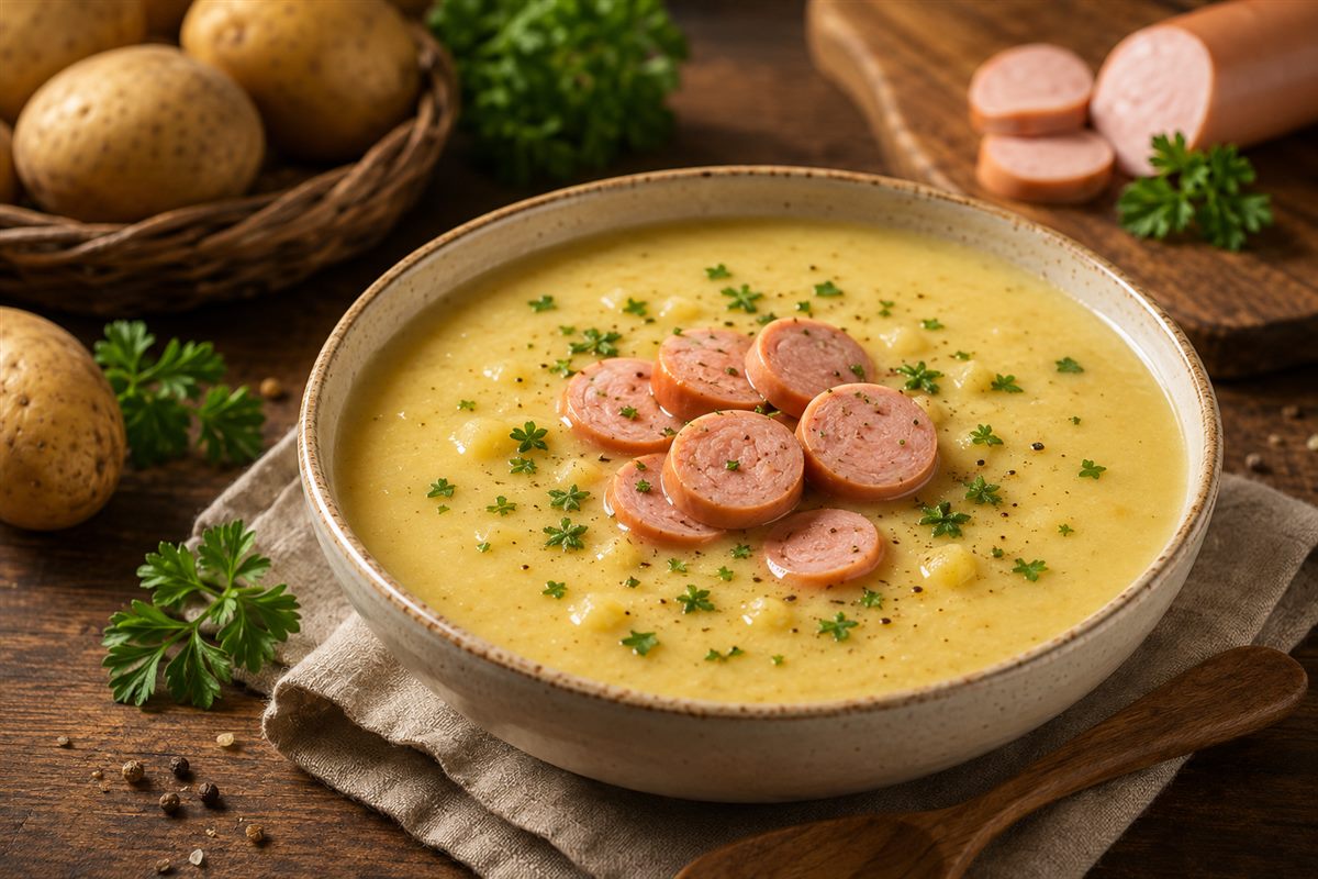 Kartoffelsuppe à la Paddel mit optionaler Hähnchen-Wiener beim SuppenPaddel im Mehrgenerationenhaus Lingen